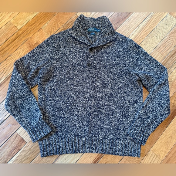 VTG Polo Ralph Lauren Men’s Size XL Chunky Knit Button Neck Pullover Sweater - Picture 1 of 13